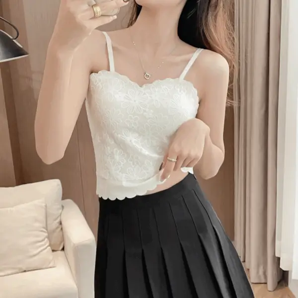 Women Camisole Crop Top With Built In Bra Tank Top - Image 5