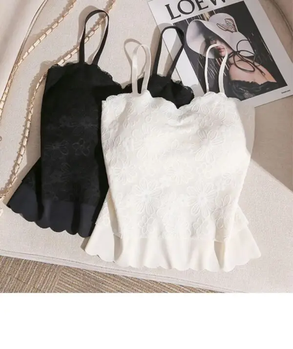 Women Camisole Crop Top With Built In Bra Tank Top - Image 3