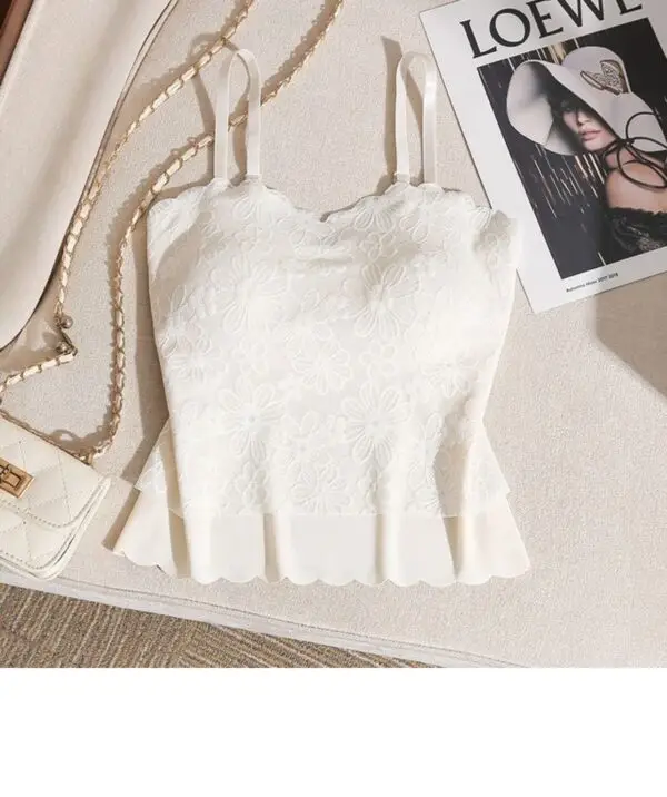 Women Camisole Crop Top With Built In Bra Tank Top - Image 2