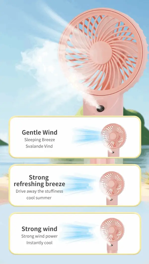 Air Cooling Spray Mini Fan - Handheld Mist USB Rechargeable Fan - Portable Mini Fan Plastic 5w - Image 6