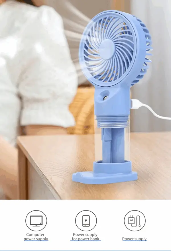 Air Cooling Spray Mini Fan - Handheld Mist USB Rechargeable Fan - Portable Mini Fan Plastic 5w - Image 4