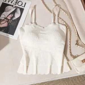 Women Camisole Crop Top With Built In Bra Tank Top